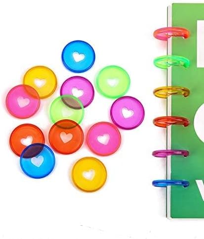 33pcs Planner Discs for Discbound Notebook Accessories 0.94 inch Binder Rings Heart Expansion Disc Binding Discs(33pcs Heart Clear Mixed 0.94 inch/24 mm)