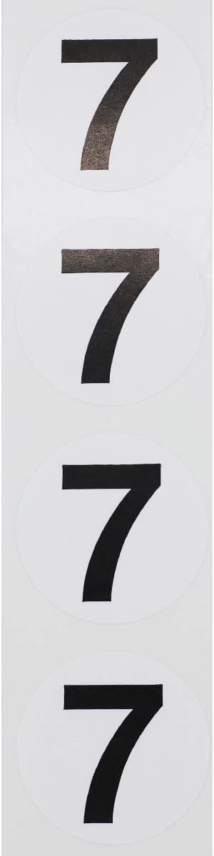 Black Number 7 Circle Stickers, 1.5 Inches Round, 500 Labels on a Roll for Inventory, Classroom Organization, Shelving, and Storage Bins, Made in The USA