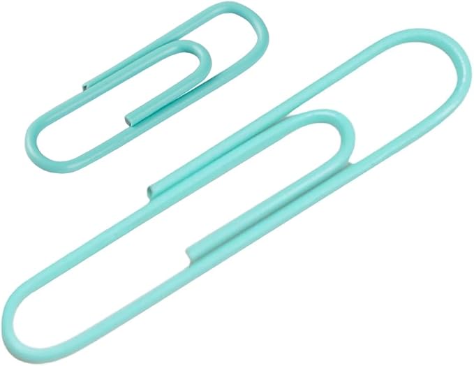 JAM PAPER Combo Pack Colorful Paper Clips - Standard & Jumbo - Teal Paperclips - 1 Pack of 100 & 1 Pack of 75