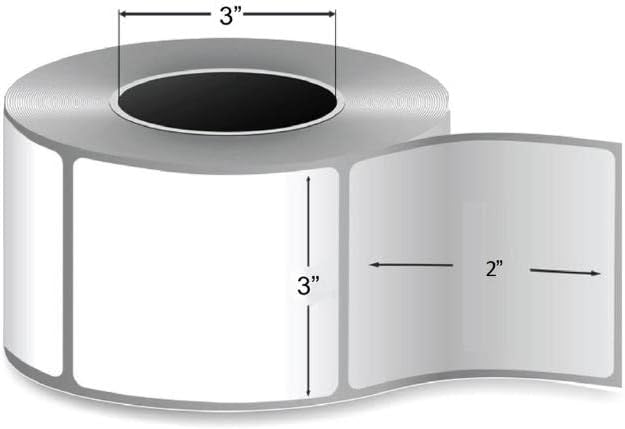 PSBM Thermal Transfer Labels, 3x2 Inch, 4 Rolls, 2875 Labels/Roll, 3 Inch Core, Perforated, Must Have Thermal Ribbon (Not Included)