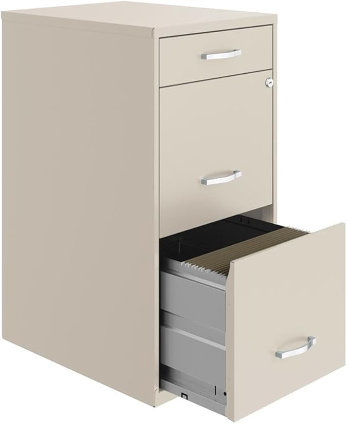 Scranton & Co Set of 2 18" D 3-Drawer Metal Filing Cabinet with Pencil Drawer