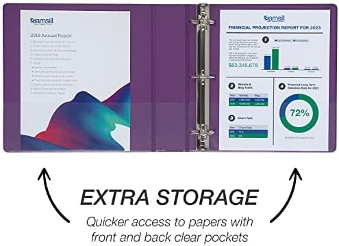 Samsill Durable 2 inch 3 Ring Binder, Made in USA, D Ring Binder, FSC 100% Recycled Chipboard, Purple, 4 Pack