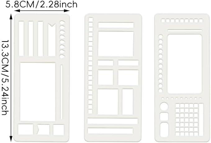 Handmade Flexible Record Template, 3 Pack Flexible Journal Stencil Set, Reusable Flexible Record Template, Planner Stencil Set for Dot Grid Journals, Versatile Drawing Templates Kit (C)