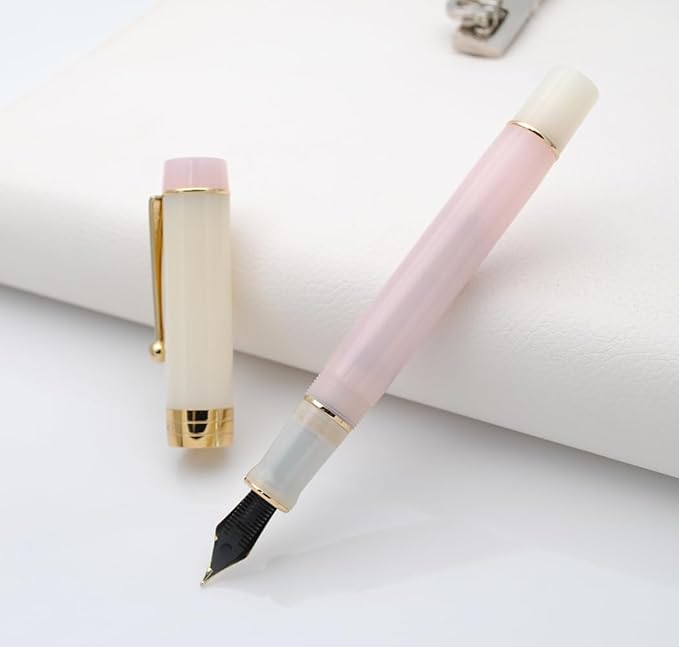 JINHAO 100 Fountain Pen with Ink Converter (Medium Nib 0.7mm, Light Pink)