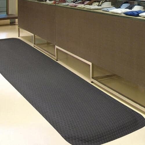 American Floor Mats Hog Heaven Premium 7/8" Black & Yellow Border 3' x 10' Nitrile Backed Anti-Fatigue Comfort Mat