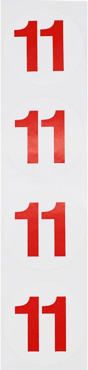 Red Number 11 Circle Stickers, 1.5 Inches Round, 500 Labels on a Roll for Inventory, Organization, Classrooms, Storage Bins, and Retail Use, Made in The USA