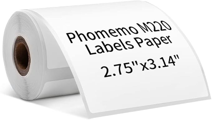 Phomemo Multi-Purpose Square Self-Adhesive Label for Phomemo M220/M250/M260/M221/M200/M421 Label Printer 2.75" x 3.14"(70x80mm), 100 Pcs/Roll Black on White