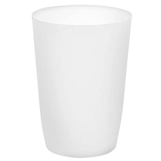 Mini Waste Basket - Durable Small Plastic Garbage Trash Can Bin - Lidless Open-Top Rectangular Slim Profile for Compact Spaces - Suitable for Home, Bathroom, Office, Bedroom, Kitchen and More, White