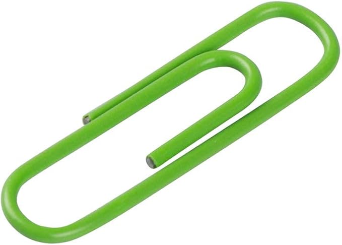 JAM PAPER Colorful Standard Paper Clips - Regular 1 Inch - Lime Green Paperclips - 100/Pack