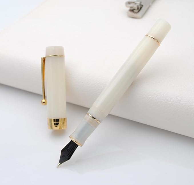 JINHAO 100 Fountain Pen with Ink Converter (Medium Nib 0.7mm, Semi Transparent White)