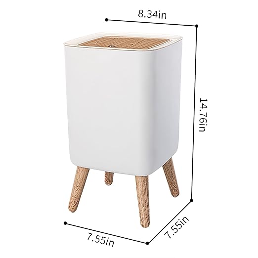 WanWanKa Mini White Plastic Trash Can, 2.6 Gallon Capacity, Slim Design, Anti-Odor, Easy to Clean, Suitable for Any Place