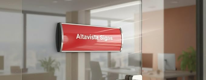 SET OF 4, OFFICE SIGN HOLDER FOR WALL OR DOOR MOUNT NAME PLATE FRAME DISPLAY CURVATURE PLAQUE SILVER ALUMINUM, 4.00" W x 6.00" H