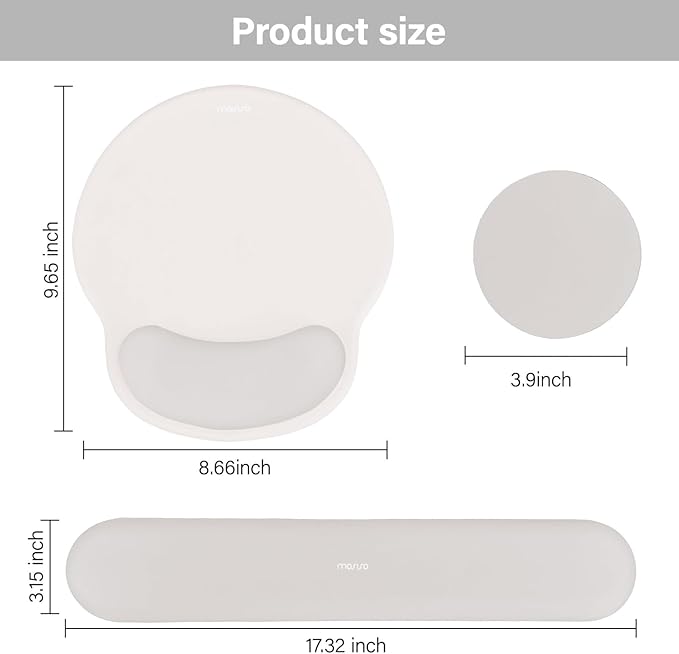 MOSISO Wrist Rest Support for Mouse Pad&Keyboard Set, Circle Curved Ergonomic Mousepad&Coaster Non-Slip Base Home/Office Pain Relief&Easy Typing Pad with Soft Cloth&Silicone Lining, Stone Gray