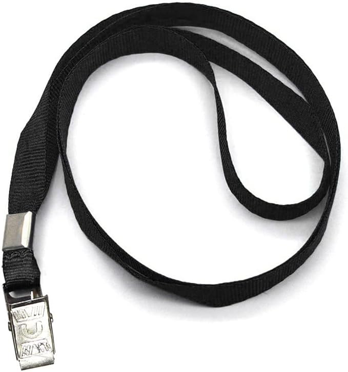 Beebel Black Lanyards 100 Pack Nylon Flat Badge Lanyard Bulldog Clip for Id Badge Name Tags