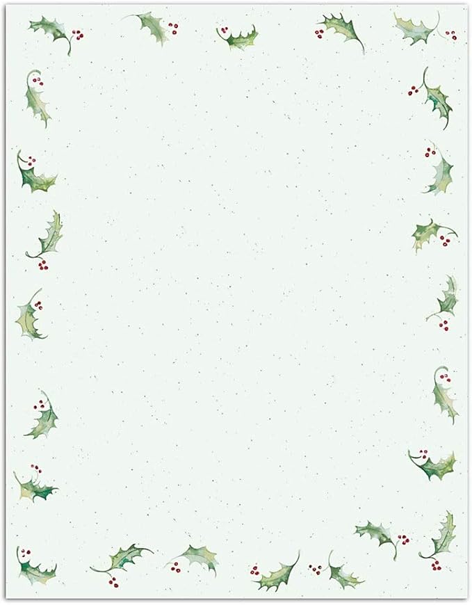 Great Papers! Holly Bunch Holiday Letterhead Stationery, 8.5" x 11", Printer Compatible, 80 Sheets (