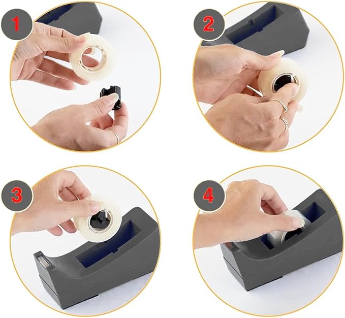 Transparent Tape with Dispenser 6 Pack Tape Dispensers Desk unweighted Non Skid Base Desktop Dispenser Bulk for Office Home School