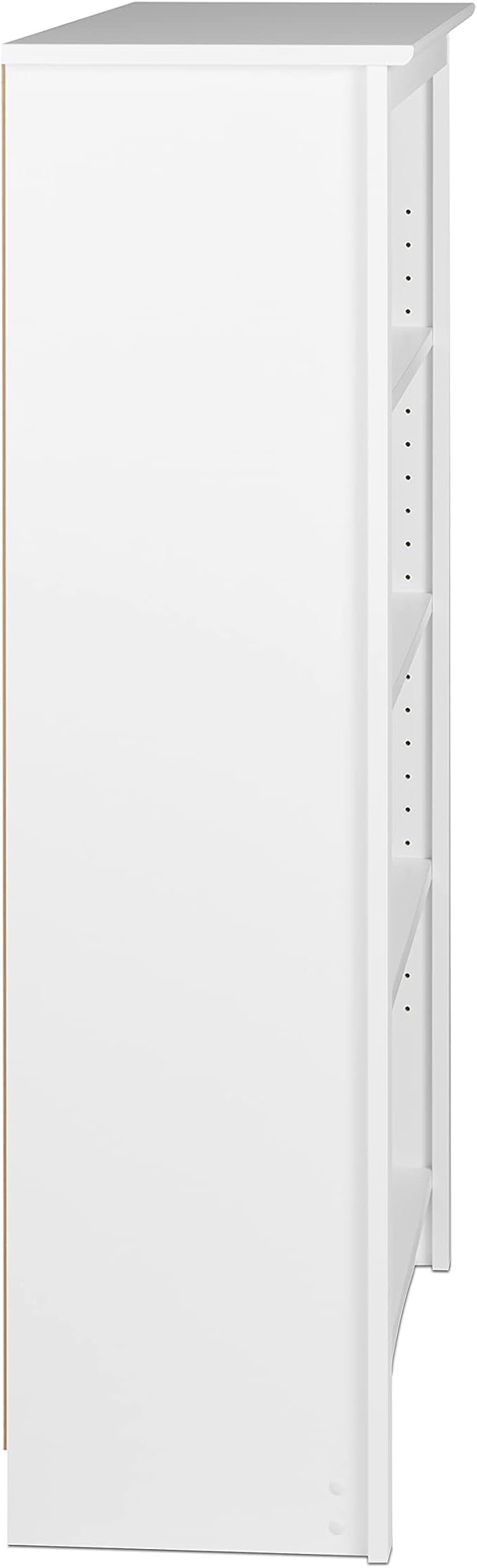 Prepac Sonoma 4-Tier Bookcase 48"H with 3 Adjustable Shelves, White Storage Cabinet, Modern Display Cabinet, Bookshelf with Storage Shelves for Home Office, Living Room, Bedroom Organizer