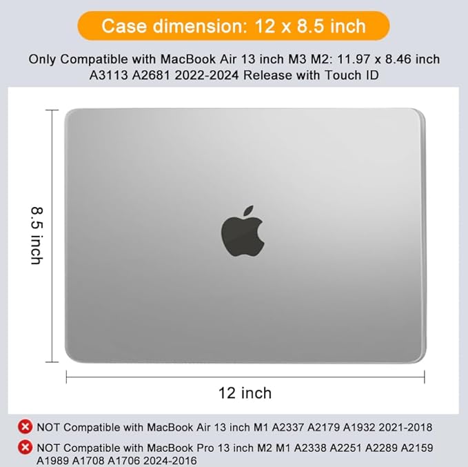 MOSISO Compatible with MacBook Air 13 inch Case 2025 2024 2023 2022 M4 A3240 M3 A3113 M2 A2681, Plastic Hard Shell&Keyboard Cover&Screen Film&Type C for MacBook Air 13.6 inch Case, Frost
