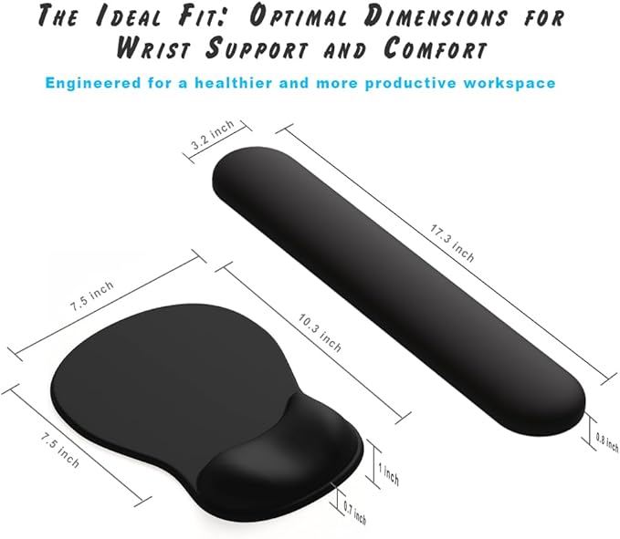 ErgoComfort Gel Wrist Rest Mouse Pad-Ergonomic Office Mousepad with Wrist Support-Non-Slip, Design Desk Accessories Mat for Home&Game Decor (09Minty Set)