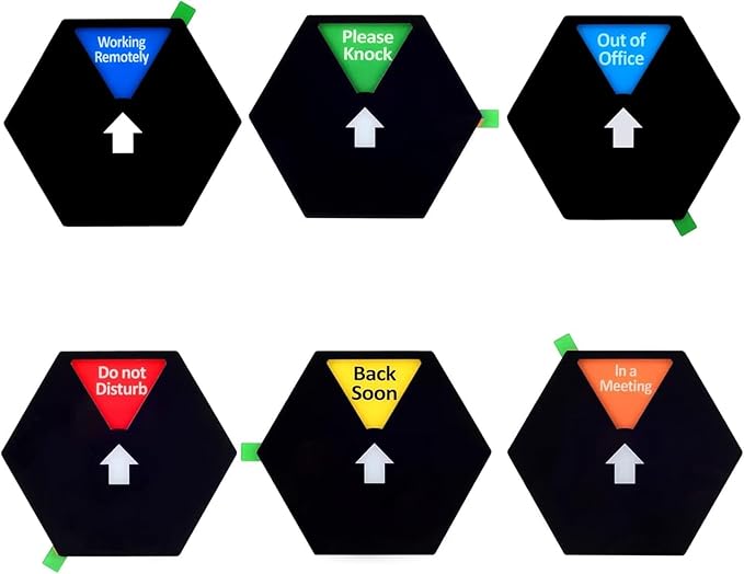 Kichwit Privacy Sign, Do Not Disturb Sign, Please Knock, In a Meeting, Working Remotely, Out of Office, Back Soon, 6 Inches, Black