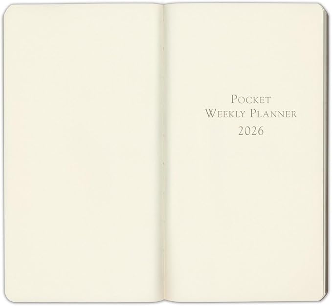 Gallery Leather Pocket Weekly Monthly Planner 2025-2026, Elegantly Bound Calendar Planner and Notebook with Stylish Gold-Gilded Page Edges, 12 Months - Acadia Deep Red - 6 x 3.25 "