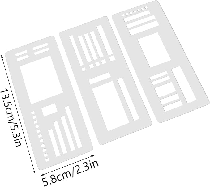 Handmade Flexible Record Template, 3pcs Planner Stencils templates, Reusable Templates Planner Stencils for Journaling Checklists Boxes Lines & Daily