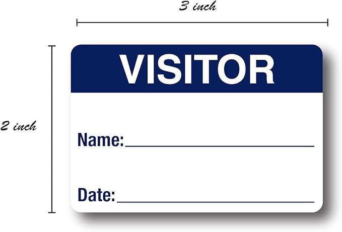 Blue White Visitor Labels / 500 Blue and White Identification Stickers / 2" x 3" Easy to Write On Hall Pass/Made in The USA