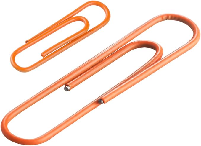 JAM PAPER Combo Pack Colorful Paper Clips - Standard & Jumbo - Orange Paperclips - 1 Pack of 100 & 1 Pack of 75