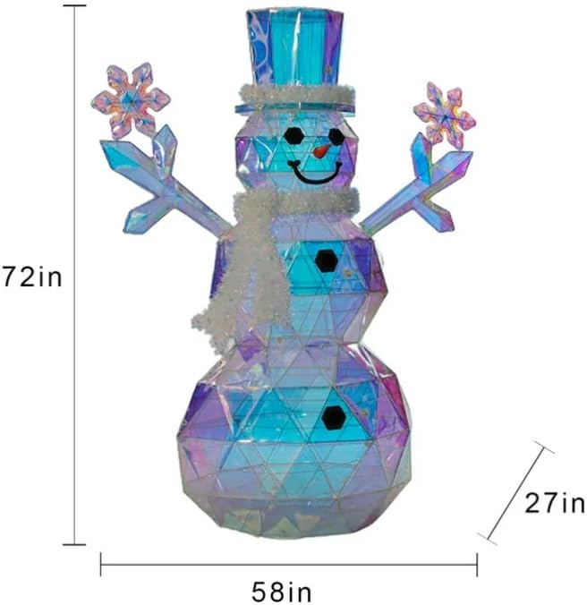 6 Pre-Lit Prismatic Snowman with Colorful Lights for Indoor Outdoor Christmas Holiday Home Decoration