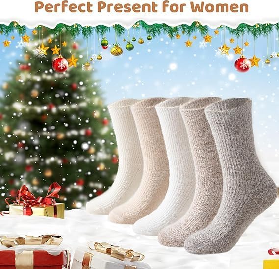 SISOSOCK 5 Pairs Fuzzy Soft Cozy Fluffy Socks for Women, Casual Warm Sleep Comfy Socks, Thick Winter Plush Gifts for Women