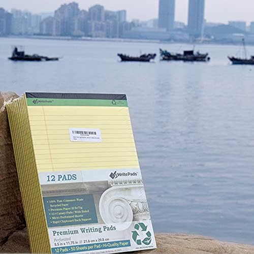 KAISA Thick Legal Pad Premium Writing Pads With Thick Chipboard Back Support, Wide Ruled 8.5x11 inch 20lb Recycled Paper Legal Pads, 50sheets/Pad,12pad, KSU-6917