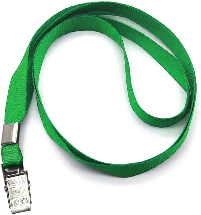Beebel Green Lanyards 100 Pack Nylon Flat Badge Lanyard for Id Badge Name Tag (Green, 100 Pack)