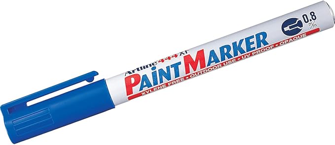 Artline 444XF Paint Markers for Wood, Plastic, and Canvas, Waterproof Marker for Indoor & Outdoor Applications, Opaque Permanent Markers with 0.8mm Bullet Tip - Blue, 12 Pack