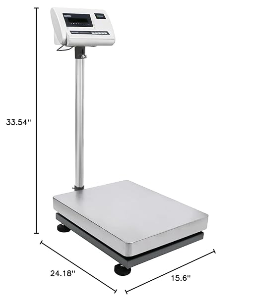 U.S. Solid Bench Scale 350 lb x 0.02 lb Stainless Steel Postal Package Shipping Scale Digital Bench Platform Balance with 16” x 20” Platform, Lb/Kg