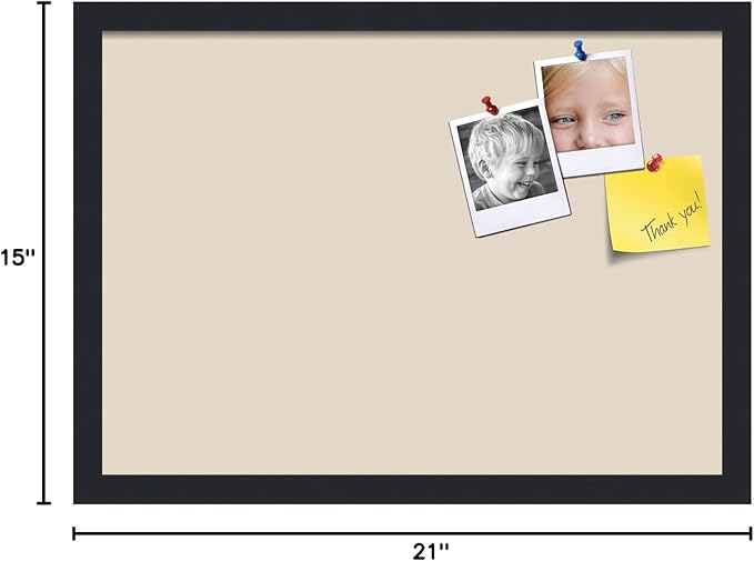 PinPix 21x15 Inch Cork Bulletin Board. This Decorative Framed Pin Board Comes with Desert Pastel Design and a Satin Black Frame. Ideal for Home Office Decor or Message Board (PinPix-1815)