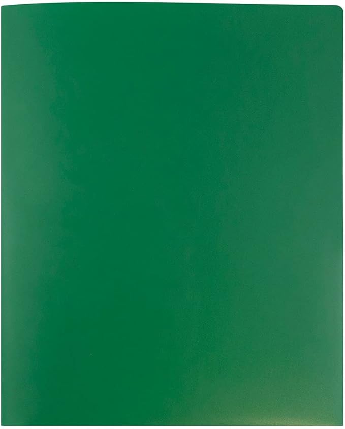 JAM PAPER Heavy Duty Plastic 2 Pocket Extra Tough School Folders - Green - 6/Pack