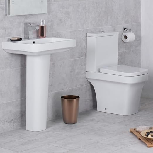 Mini Waste Basket - Durable Small Plastic Garbage Trash Can Bin - Lidless Open-Top Rectangular Slim Profile for Compact Spaces - Suitable for Home, Bathroom, Office, Bedroom, Kitchen and More, Copper