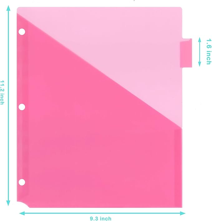 Plastic 8-Tab Dividers with Two Pockets - 3 Sets, Pocket Dividers for 3-Ring Binders, Multi-Color Binder Dividers, Total 24 Tabs
