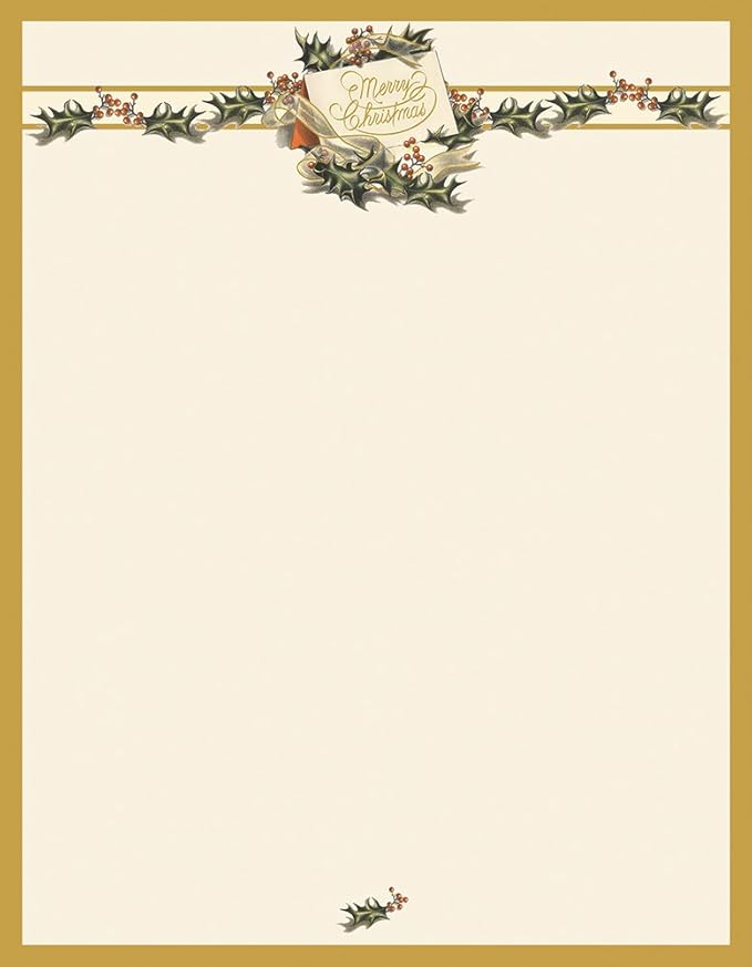 Great Papers! Vintage Christmas Holly Letterhead, 80 count, 11" x 8.5" (2011872)
