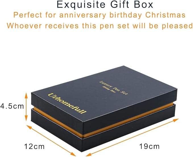 Stunning Luxury Rollerball Pen with 24K Gold Trim,Switzerland Tip with Black Ink Refills, Perfect BallPonit Pen Gift Set for Men Women, Fancy Writing Set for Business,Gloss Black