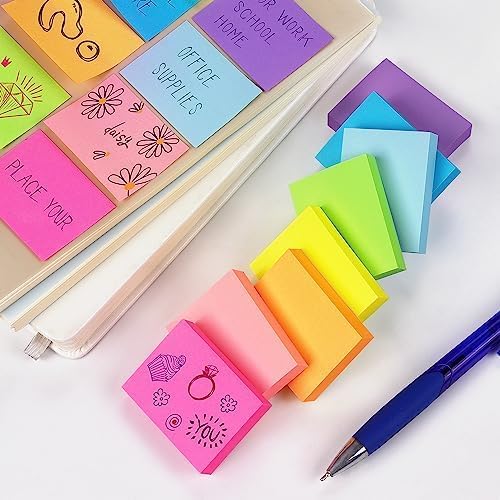 Sticky Notes 1.5x2 inch Bright Colors Self-Stick Pads 8 Pads/Pack 100 Sheets/Pad Total 800 Sheets