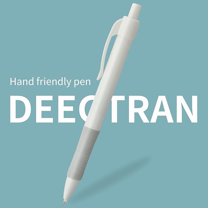 deegtran Pens Bulk, 50 Pack No Bleed White Barrel Black Ink Click Pens with Soft Grip, Wholesale Retractable Ballpoint Pens for Office School, Medium Point Smooth 1.0MM
