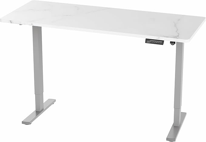 VIVO Electric Dry Erase 60 x 24 in Standing Desk, Memory Height Adjustment, 1B Series, White Marble Pattern Top, Gray Frame, DESK-KIT-1G6WM