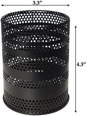 Metal Mesh Pen Pencil Cup Holder Stand Office Desk Organizer Stationery Caddy, Black (2 Pack)