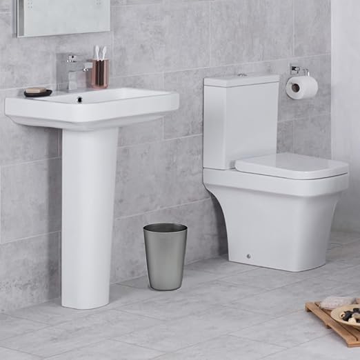 Mini Waste Basket - Durable Small Plastic Garbage Trash Can Bin - Lidless Open-Top Rectangular Slim Profile for Compact Spaces - Suitable for Home, Bathroom, Office, Bedroom & More, Silver Brushed