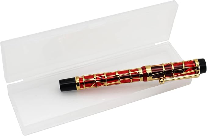 Gullor Century 100 Fountain Pen, Skeleton Hollow-out Series Golden, Screw-Cap, Fine Nib, Transparent Green