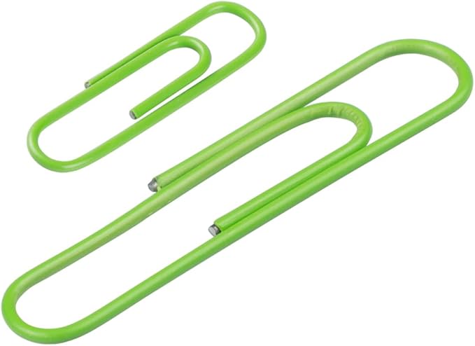 JAM PAPER Combo Pack Colorful Paper Clips - Standard & Jumbo - Lime Green Paperclips - 1 Pack of 100 & 1 Pack of 75