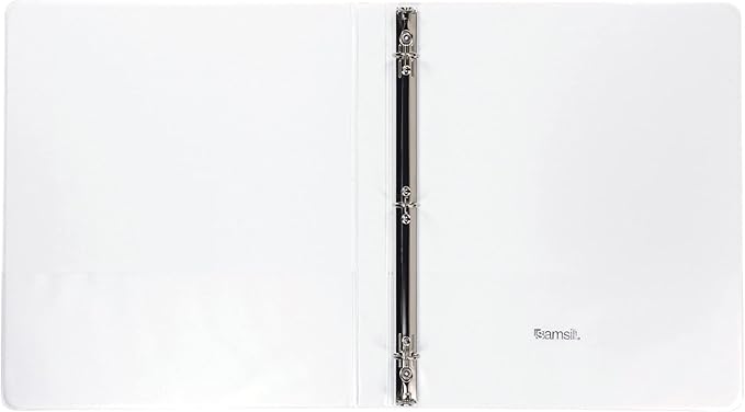 Samsill 0.5 Inch 3 Ring Binder, Made in USA, Economy Round Ring, Clear View Cover, 100 Sheet Capacity - for School, Home, Office - White, 12 Pack