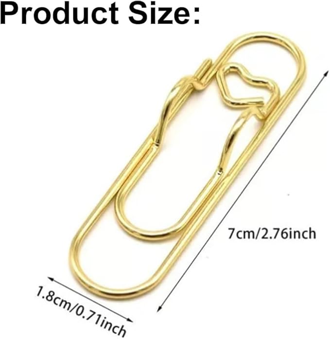 Heart Shaped Metal Pen Clip, Planner Writing Tool Holder, Thickened Carbon Steel, Not Deform/Discolor, for Notebooks Papers Journal Book Planner Jumbo Office Supplies (Gold, Rose Gold, Silver6 pcs)