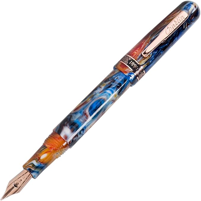 Conklin 1898 Fountain Pen, Misto Orange - 14KT Gold Flex Nib | Unique Resin Pen with 14KT Gold Nib | JoWo Stainless Steel Nib Made in Germany | Ideal Gift for Professionals